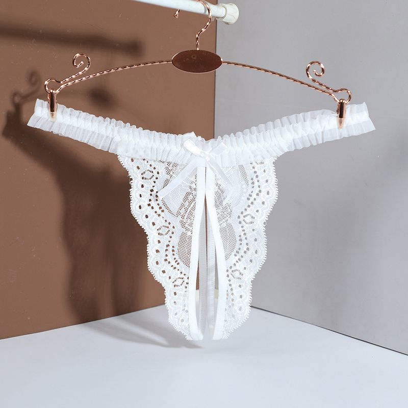 Sexy Plus Size Thong Women's Underwear With Open Cut Tempting Lingerie Lace Transparent T Pants 8025_voghion.com