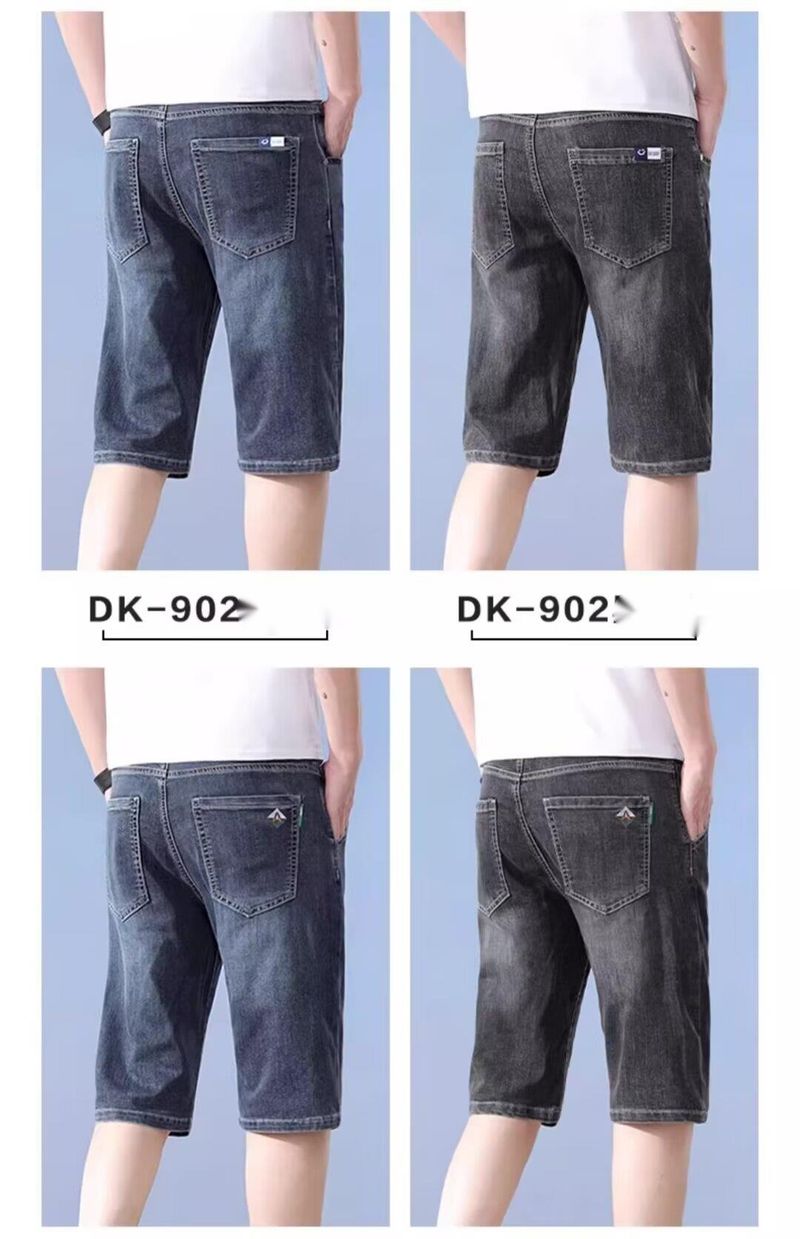Zengzhi Summer Ice Silk Thin Denim Shorts Men's Straight Loose Casual Ripped Five-Point Pants_voghion.com