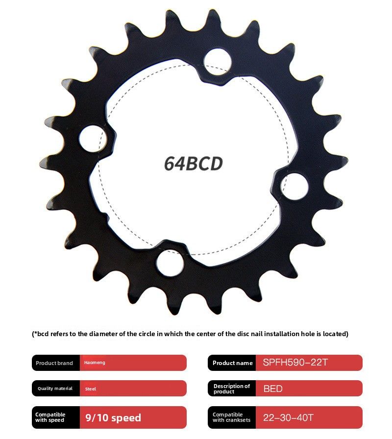 Plateaux de VTT Haomeng Prowheel Hollow Repair 22T 32T 42T à une seule dent_voghion.com