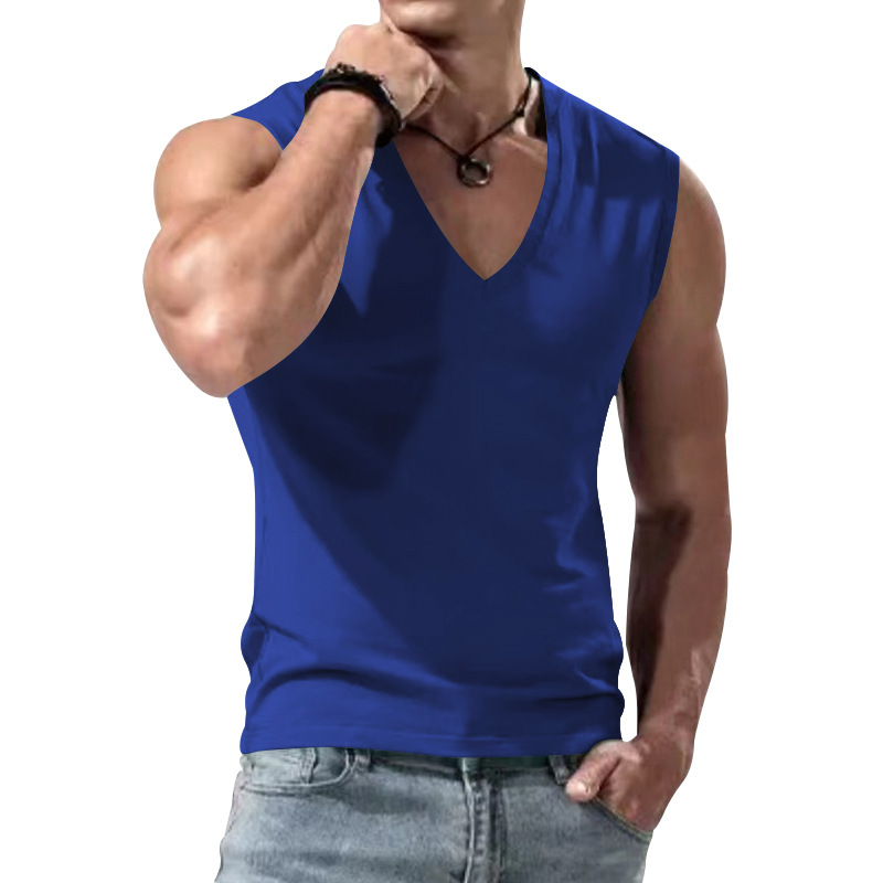 24 Gilet da uomo estivo, nuovo, tinta unita, ampio, con scollo a V, stile semplice e casual_voghion.com