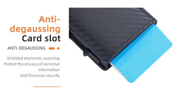 Baellery novo porta-cartões masculino de fibra de carbono RFID minimalista com fivela lateral e porta-cartões de metal com mola_voghion.com