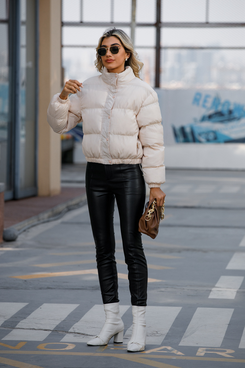 Women's fashion long sleeve high neck warm coat loose casual cotton-padded jacket_voghion.com