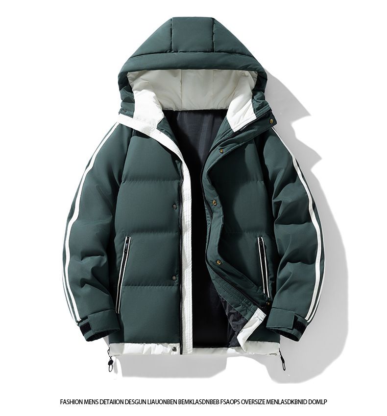 Men's Plus Size Striped Hooded Winter Jacket - Thickened Cotton Coat With Zip Front For Casual Wear (M-8XL)_voghion.com