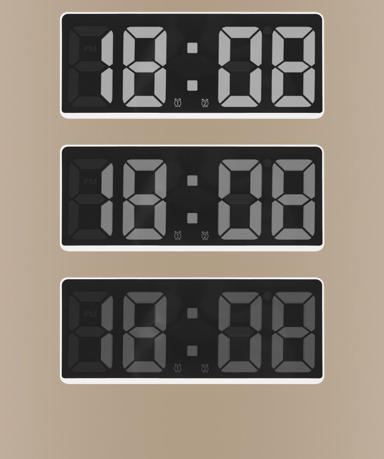 Zwei Sätze Wecker Einfache LED-Großbild-Digital-Schlafzimmer-Nachttischuhr im koreanischen Stil, Modeuhr 6628_voghion.com