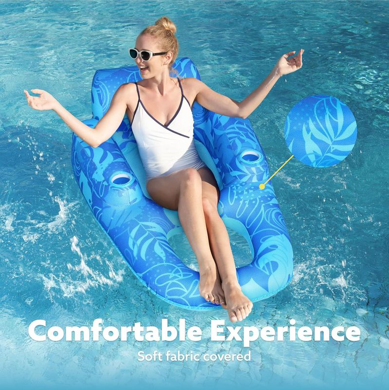 Inflatable Water Sunshade Luminous Recliner U Shaped Seat Maple Leaf Hole Floating Bed Floating Hammock Toy_voghion.com