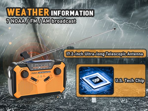 3000mAh Portable Emergency Solar Power Hand Crank Charging AM/FM Weather Radio LED Reading Flashlight Power Bank Phone Charger_voghion.com