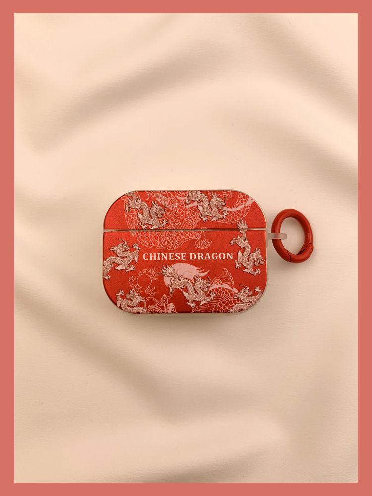 Ochranné pouzdro Ins z galvanicky pokoveného červeného čínského Loongu pro Airpod 3 je vhodné pro bezdrátová sluchátka Airpods Pro s měkkým pláštěm._voghion.com