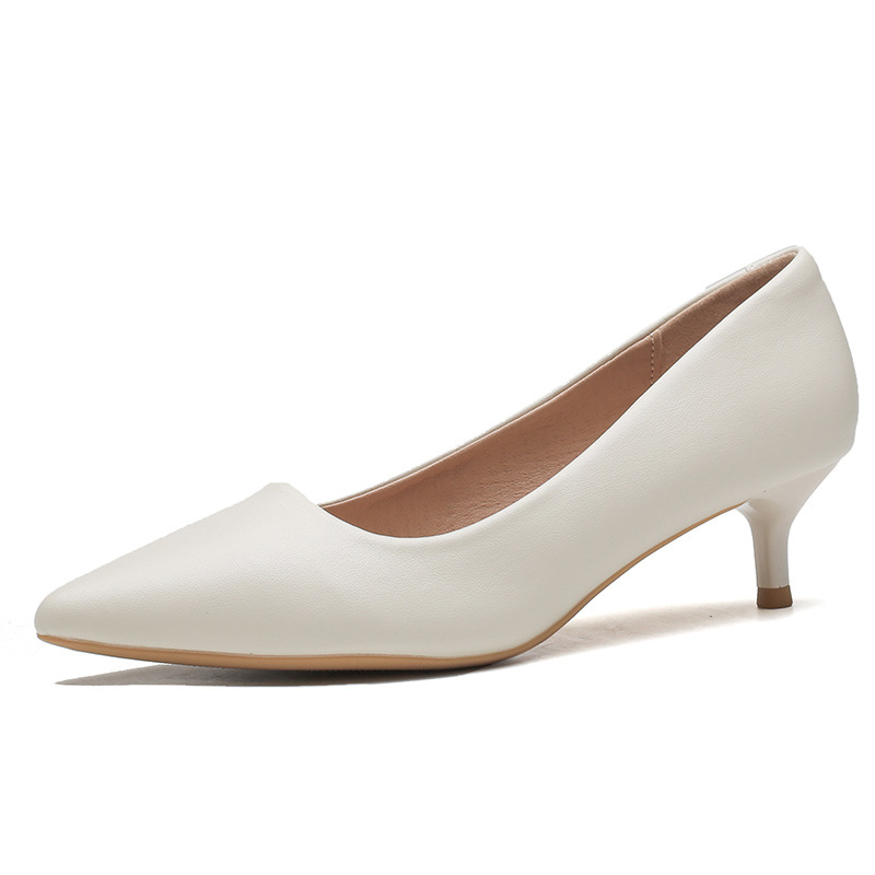 Sharp Pointed High Heels 2025 Spring And Autumn New White Slim Heel Comfortable, Gentle, Elegant, Versatile Work Shoes_voghion.com