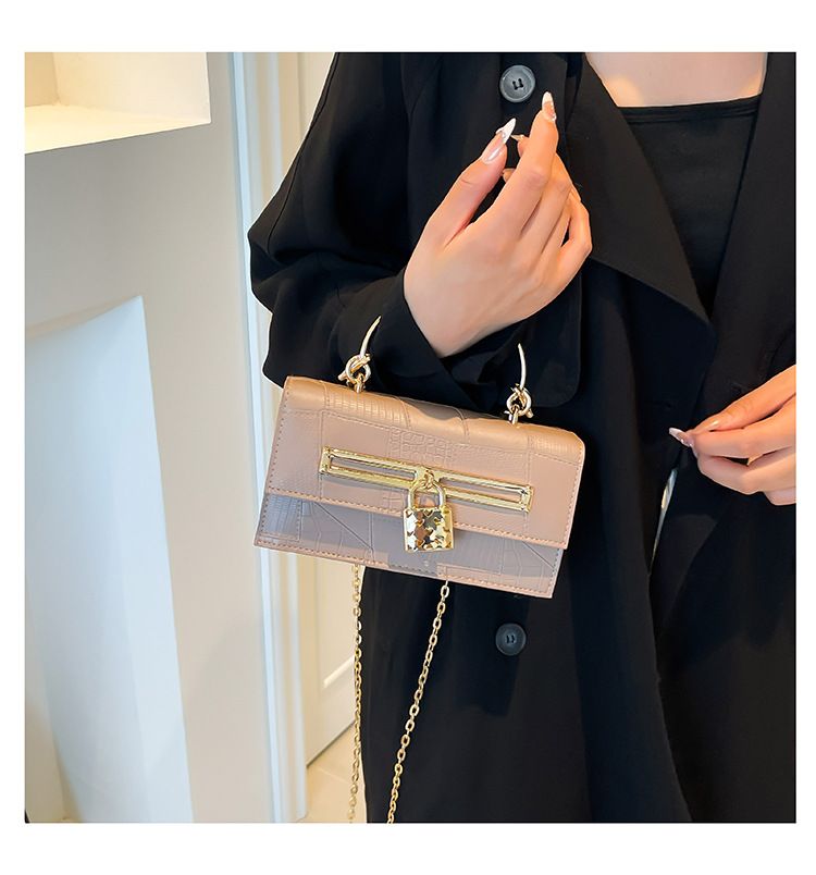 Women's Stylish And Versatile Small Square Shoulder Bag - Crossbody & Handheld For Daily Use, PU Leather With Alligator Texture, Magnetic Closure_voghion.com