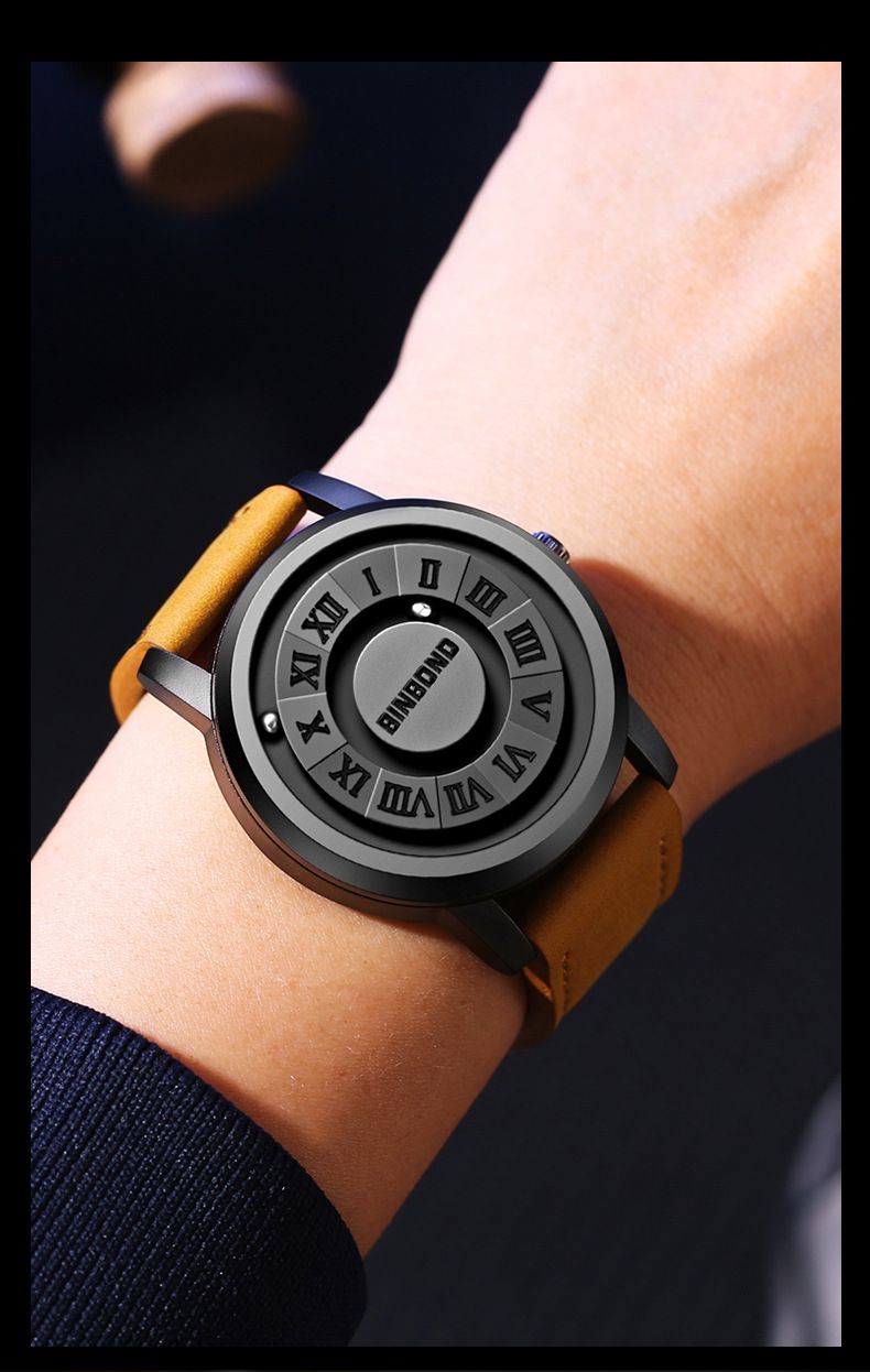 BINBOND/Binbang New Men's Cool Magnetic Beads Black Technology Concept Waterproof Maglev Quartz Watch_voghion.com