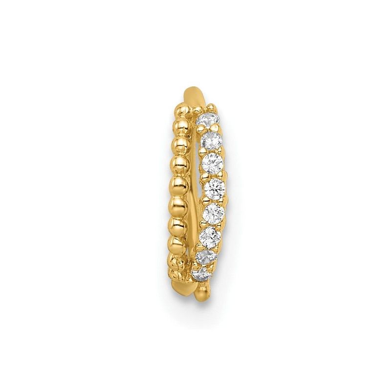 14k 18 Gauge Double Row Beaded & CZ Nose Ring / Ear Cuff_voghion.com