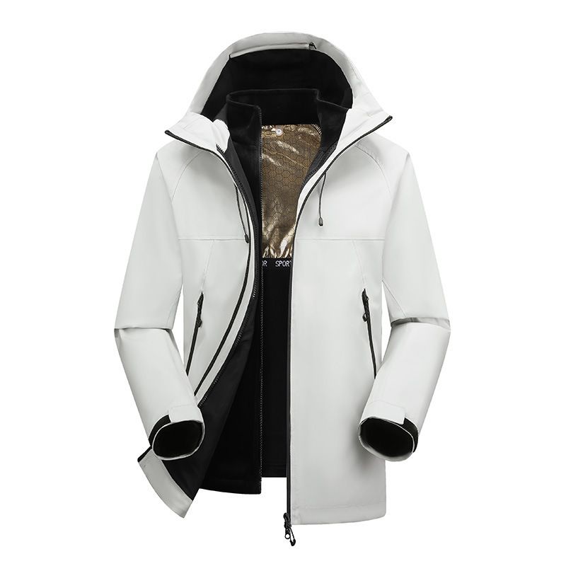 Mountain Style Hard Shell For Men Women, 3-in-1 Spring And Autumn Color Block Hooded Windproof Waterproof Hiking Jacket_voghion.com