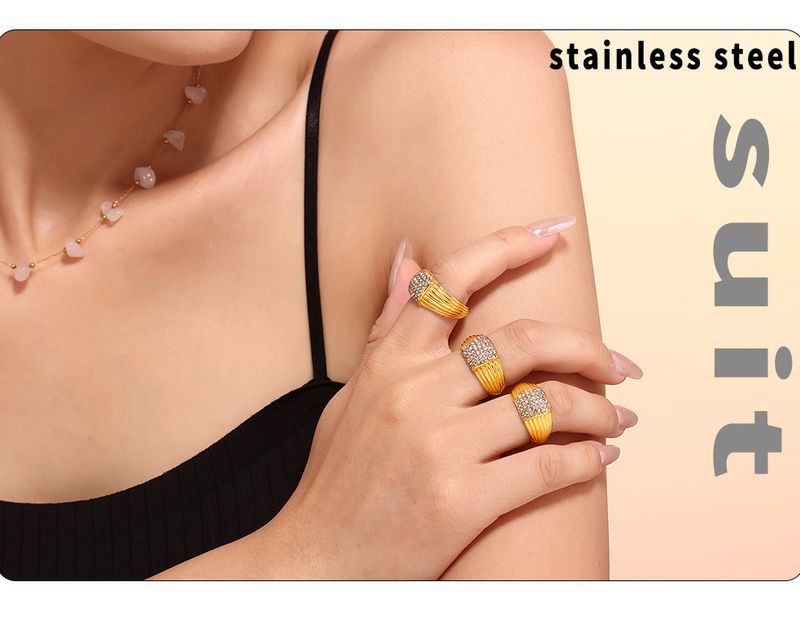 Square Small Broken Diamond Multi-layer Patterned Ring With Fashionable Personality And Cold Titanium Steel Ring For Women_voghion.com