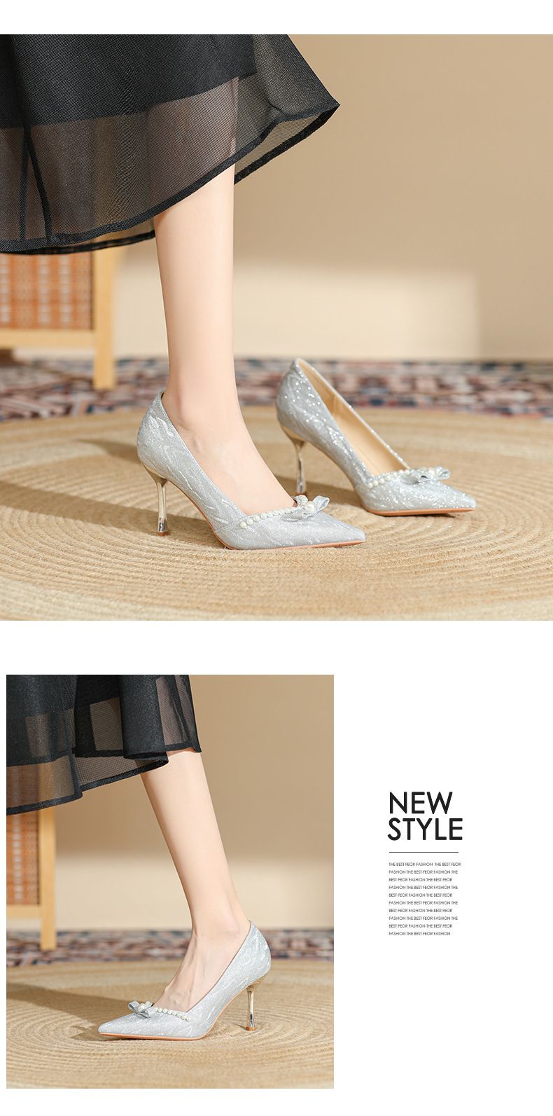 811-3 Zapatos de dama de honor con lazo de perla estilo hada, nuevos tacones altos de aguja con punta puntiaguda para invierno 2025 para mujer_voghion.com