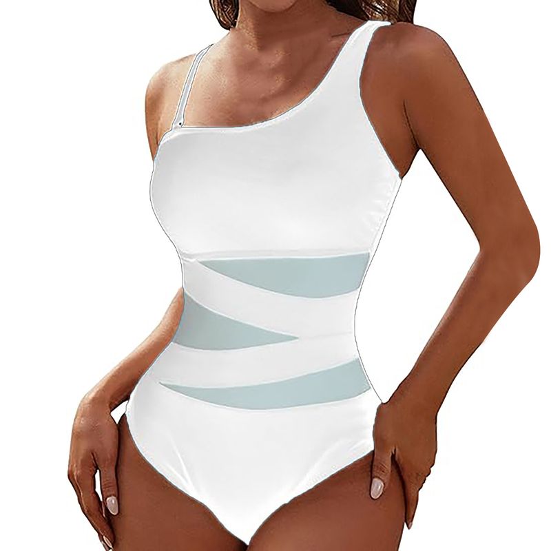 Women's Clothing One Piece Swimsuit Thin Strap Oblique Shoulder Conservative Bikini_voghion.com