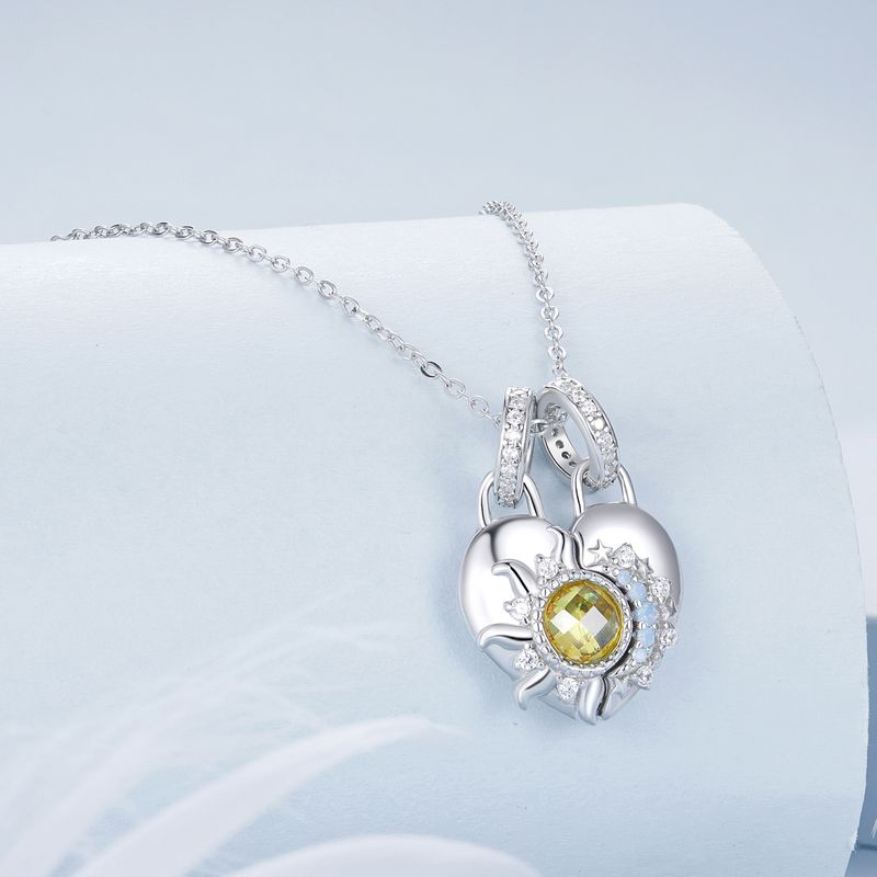 Zon en Maan Hart Hanger Charm Sterling Zilveren Charm_voghion.com