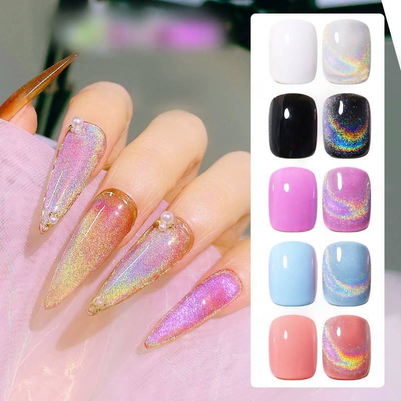 Rainbow Cat 8 ml Augen-Gel-Nagellack, hochwertig, bunt, reflektierend, glitzernd, UV-Nagellack, professionell, zum Selbermachen_voghion.com