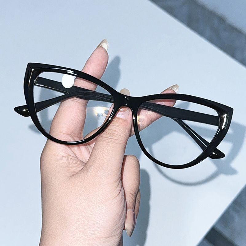 New Cat Eye Blue Light Blocking For Women Fashion Splicing Pigment Slimming Trendy Non-Prescription Glasses Frame_voghion.com