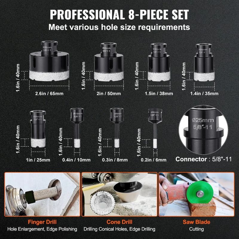 Blade 25 10 And S Saw 35 Saw Bit Finger Diamond Milling Diamond Bit Core 50 With 38 Bit Kit Set 8 PCS 6 Cone Drill 8 65mm Hole_voghion.com