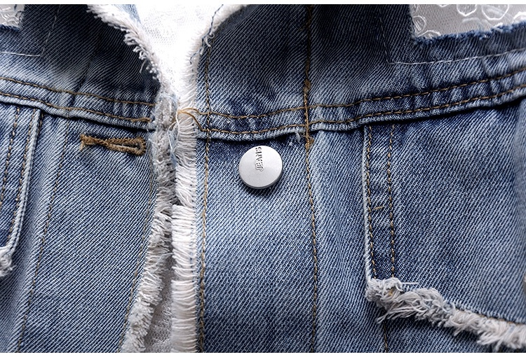 Chaqueas Mujer Yaz Bahar Pantolon Nakış Dantel Pachwork Seksi Denim Jacke Kadın Yıpranmış Püskül Gevşek Kot_voghion.com