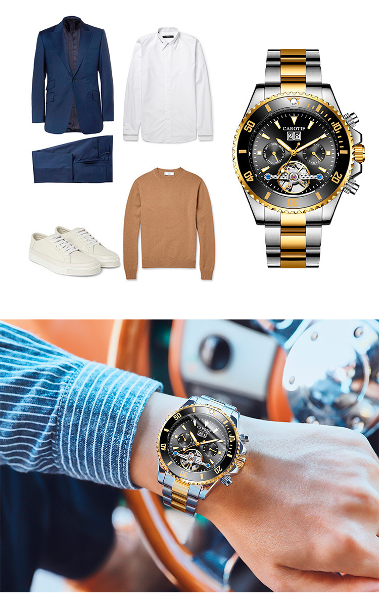 Δημοφιλές αυτόματο μηχανικό ρολόι Karotiev Douyin Ανδρικό ρολόι κούφιο ρολόι πολλαπλών λειτουργιών Green Ghost αδιάβροχο φωτεινό_voghion.com