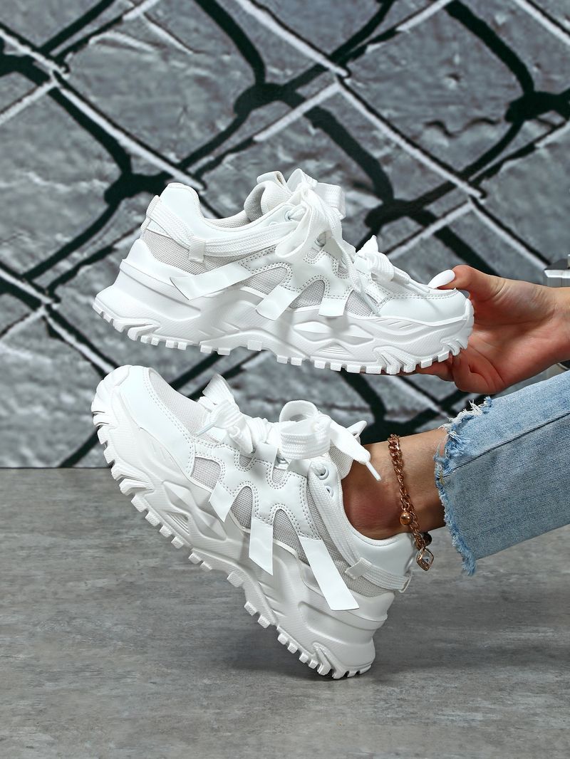 Trendy thick soles increased height, with breathable mesh surface, comfortable casual sports shoes, fashionable_voghion.com