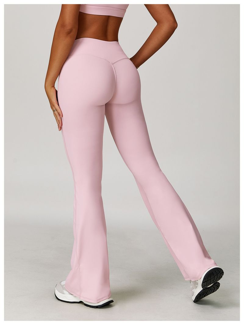 Pantalon de yoga Feel pour femme, taille haute croisée, contrôle du ventre, course à pied, coupe ajustée décontractée, évasé polyvalent_voghion.com