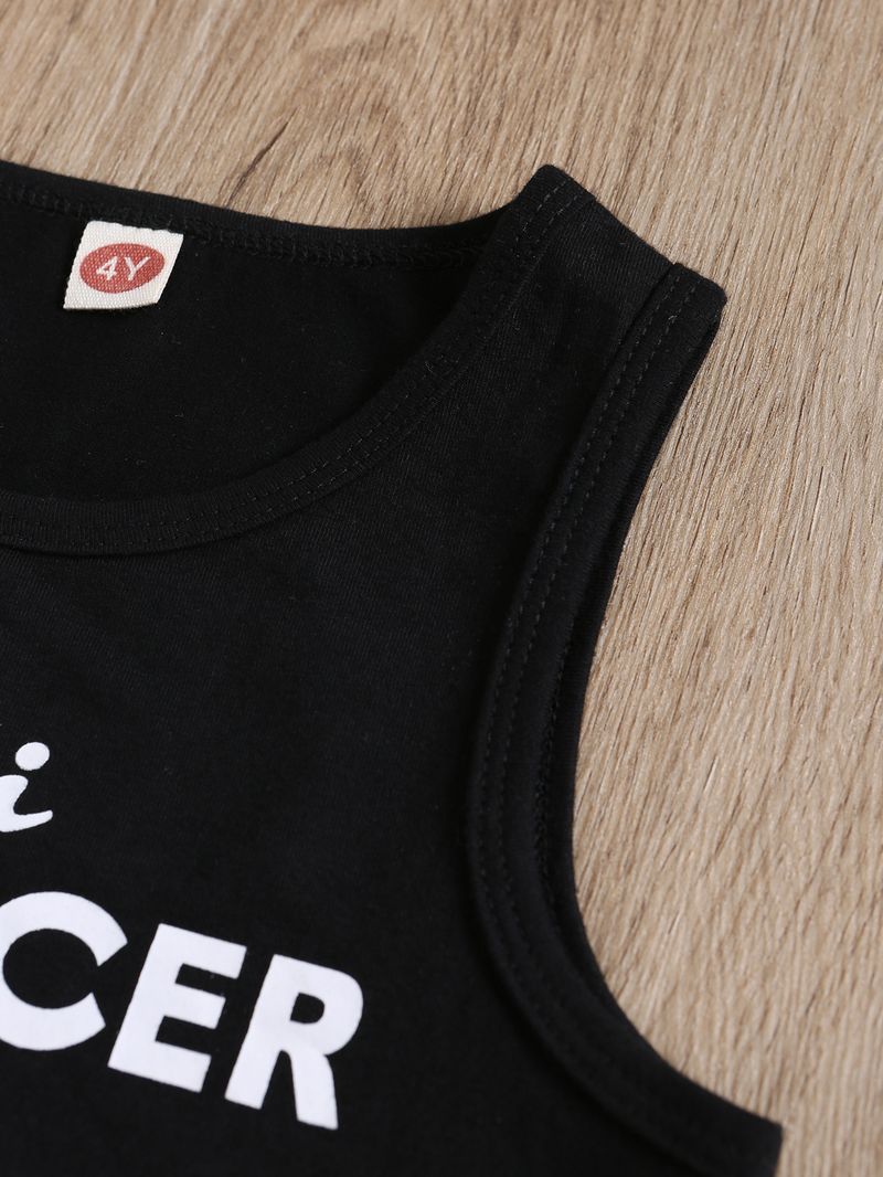 Matka i dzieci Kombinezony Dziewczęta Moda Ładny Jednoczęściowy List Krótki Rękaw Kamizelka Jeansy Zestaw_voghion.com
