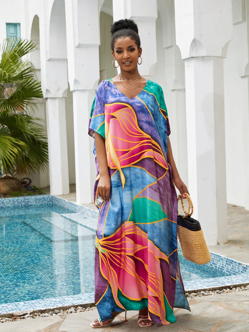 Boho Chic Cotton Beach Cover-Up – Loose Robe Style Swimsuit Outerwear For Vacation & Poolside Relaxation_voghion.com