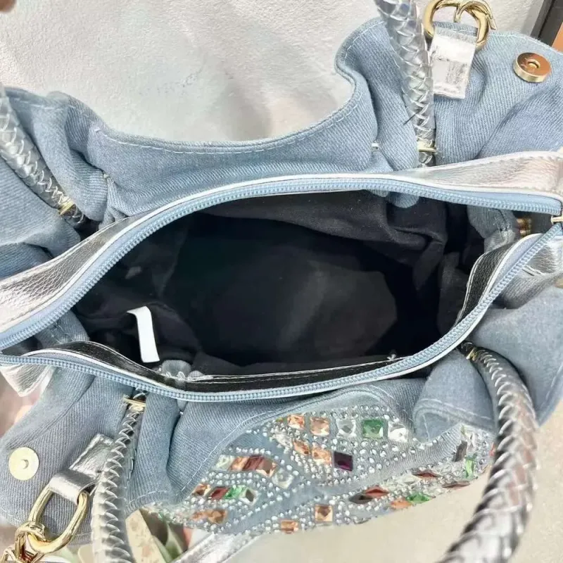 Borsa a mano versione coreana mini tela moda piccola borsa a tracolla alla moda con strass per donna_voghion.com