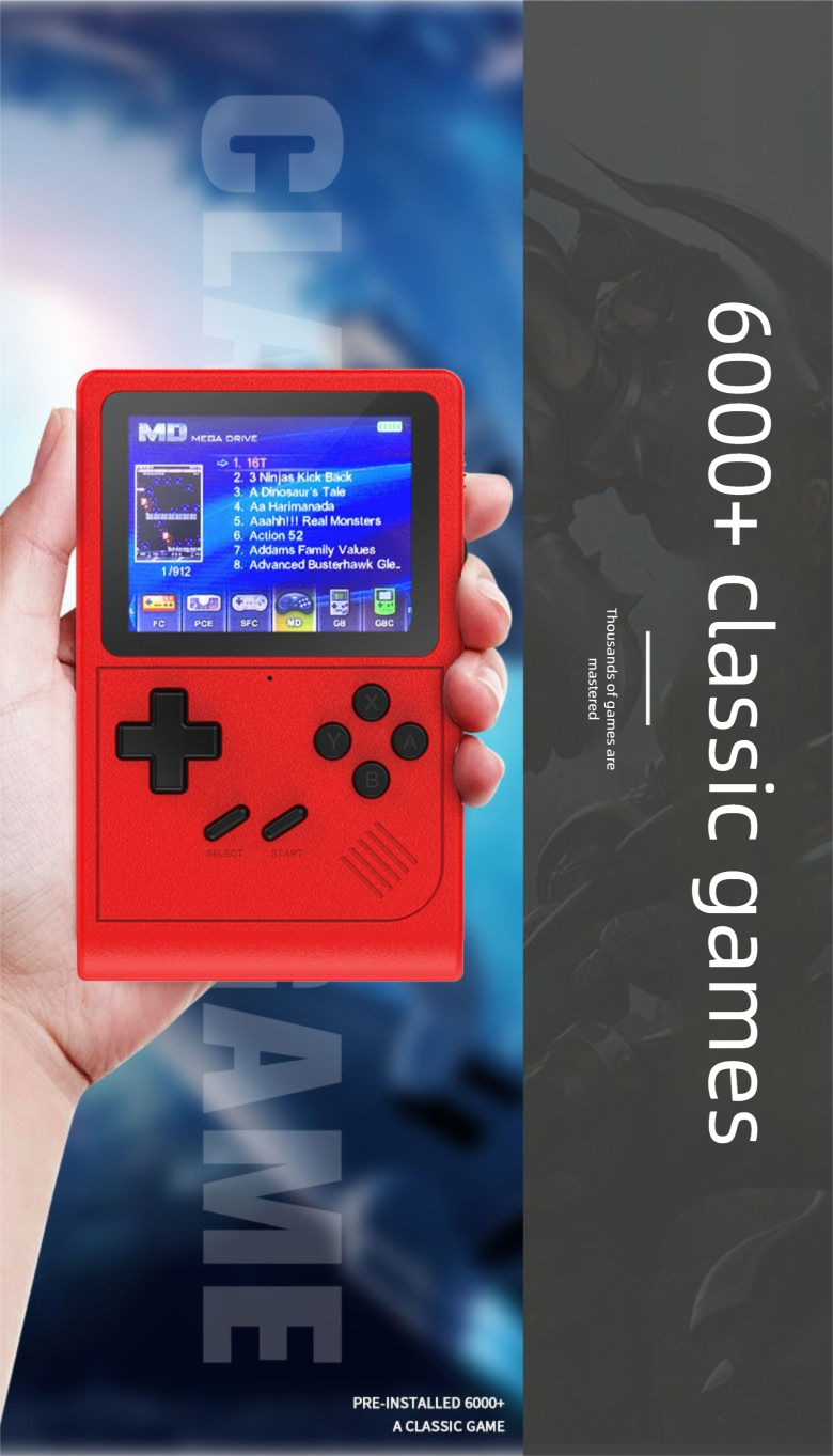 GB300 Handheld Portable Retro Game Console 6000+ Games Two-Player Battle HD Large Screen_voghion.com