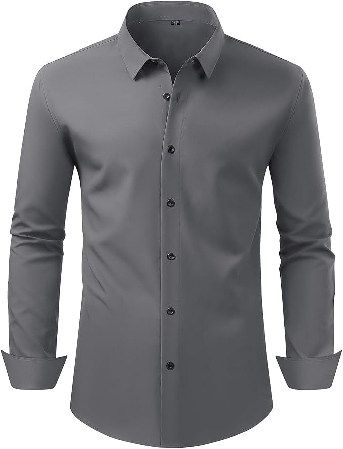 Cross-border Stretch Shirt Heren Business Dress Strijkvrij Slim Zijdezacht Hanger Anti-rimpel Shirt Populaire Herenkleding_voghion.com