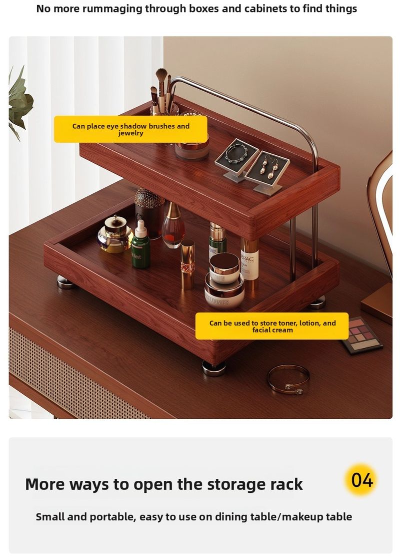 Solid Wood Dektop Dreing Table Skincare Organizer Multi-layer Liptick Perfume Cometic Storage Rack With_voghion.com