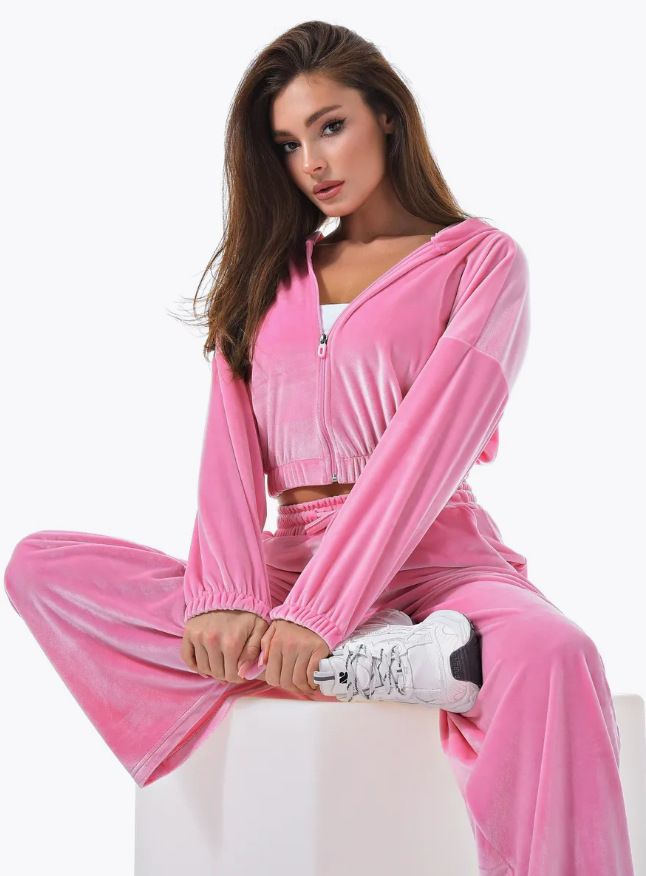 Russland 2025 Herbst Winter Lässige Sportswear Samt Zipper Top Zwei-Stück Set Für Frauen_voghion.com