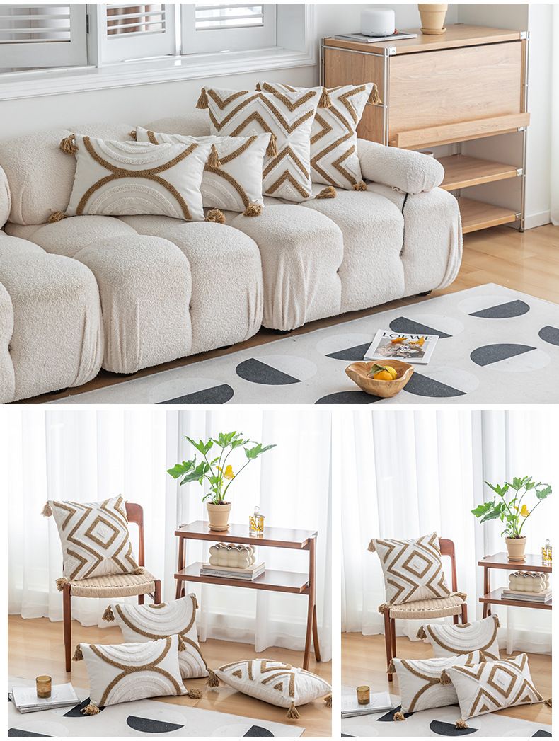 Fodera per cuscino geometrica moderna – Fodera per cuscino minimalista in poliestere per divano e letto (30x50 cm/45x45 cm, compatibile con cotone PP)_voghion.com