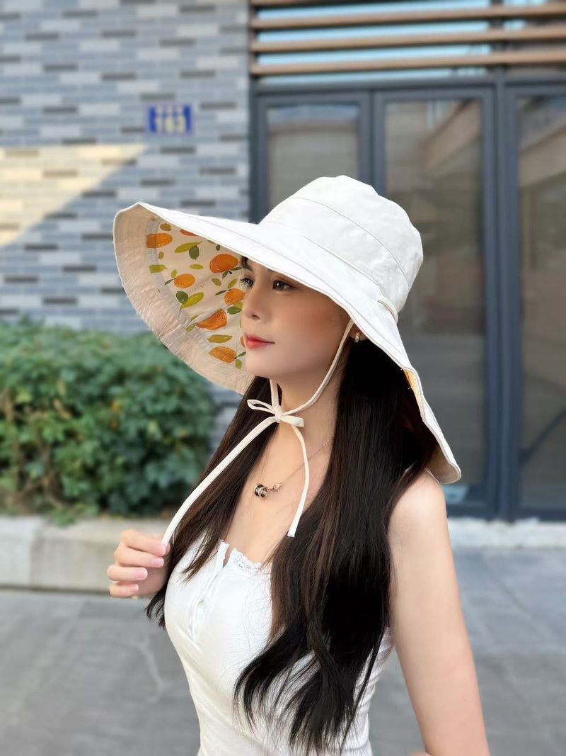 Tesa oversize da 18 cm con parasole da pescatore bifacciale per l'estate da donna, protezione UV e cappello da sole_voghion.com