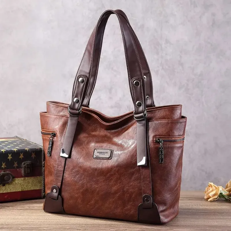 Borse firmate - Elegante borsa tote di grande capacità, in morbida pelle, versatile stile a tracolla e a tracolla, neutra_voghion.com