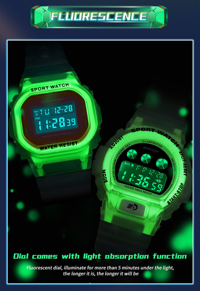 Nyt enkelt display gennemsigtig rem til mænd og kvinder, moderigtigt personlighedsur med lysende og vandtæt rem_voghion.com