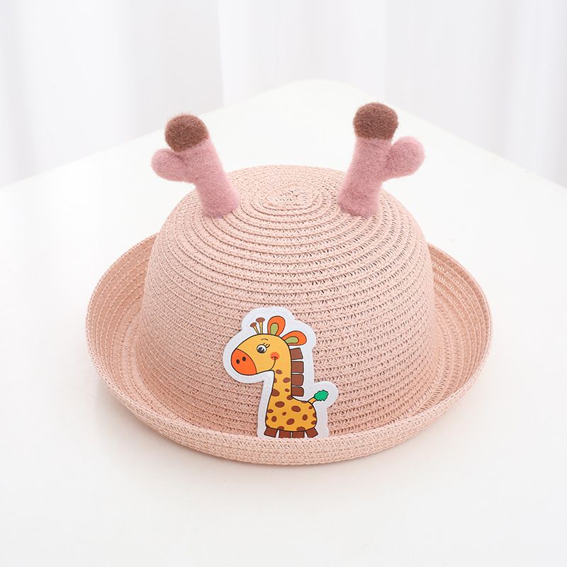 Ensemble de sacs en paille pour animaux de dessin animé, pare-soleil d'été, crème solaire et chapeau de pêcheur mignon pour enfants_voghion.com