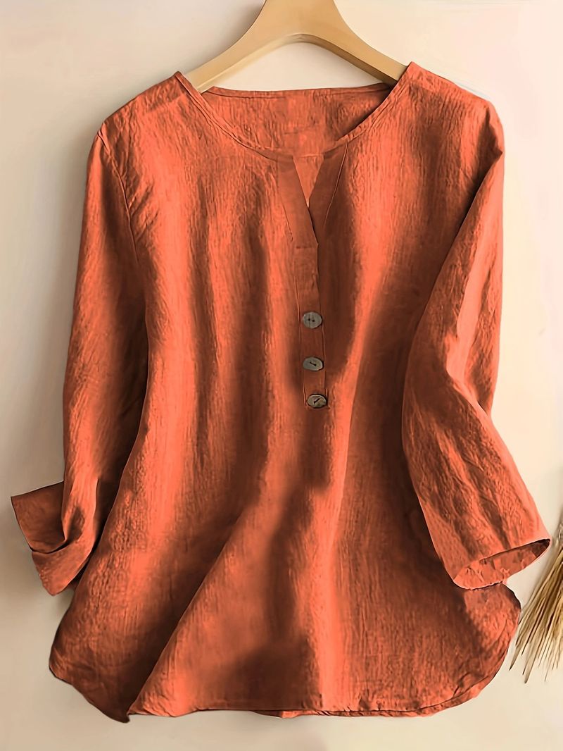 Camicia casual da donna con colletto a punta, tinta unita - Camicia classica con bottoni per l'uso quotidiano_voghion.com