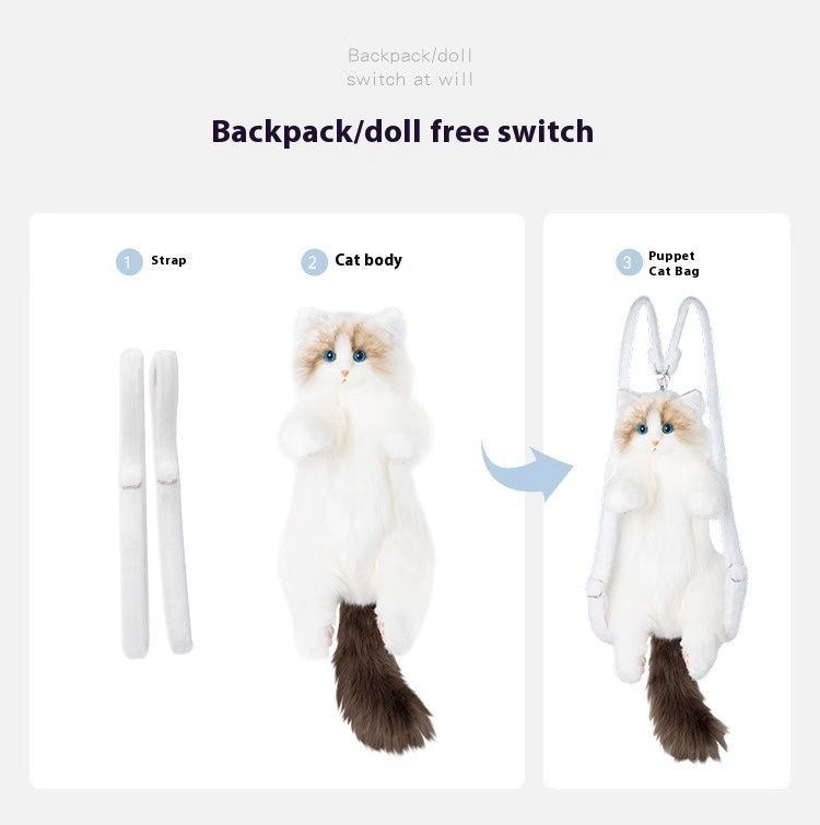 Simulation Katze Rucksack Kätzchen Plüsch Puppe Spielzeug Geburtstagsgeschenk Mädchen_voghion.com