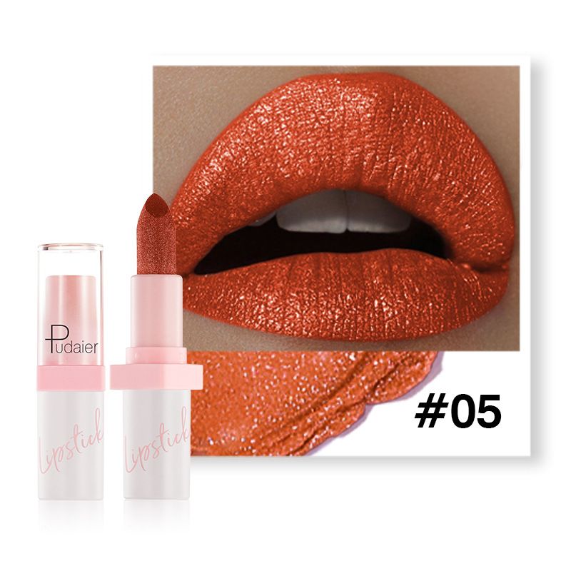 Pudaier Metallic Pearlescent Lipstick Glaze Gloss 10 Colors Lip Makeup_voghion.com