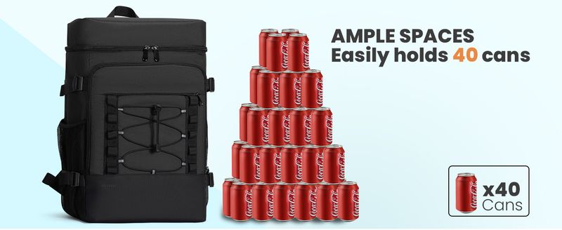 Double Shoulder Refrigerated Backpack Oxford Cloth Cooler Suitable For Men And Women 2 Leak Proof Compartments Cold_voghion.com
