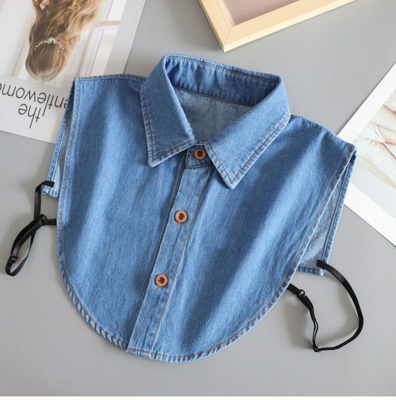 Colletto per camicia in denim da donna, versatile, casual, multifunzionale, con colletto di ricambio per maglioni._voghion.com