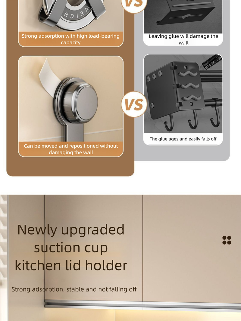 Supporto da parete per coperchio di pentola Youyoujia, senza foratura, per riporre le bacchette, i coltelli e gli utensili da cucina_voghion.com