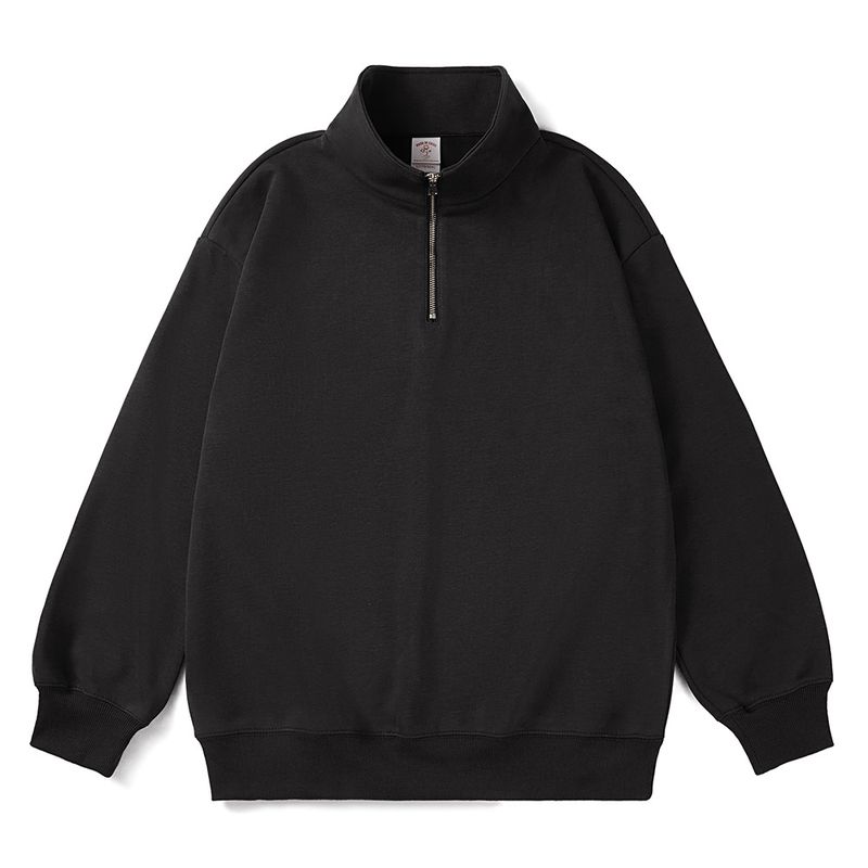 Amerikanischer strapazierfähiger Pullover mit halbem Reißverschluss für Herren im Frühling und Herbst, lockeres Langarmhemd mit Stehkragen, Jacke_voghion.com