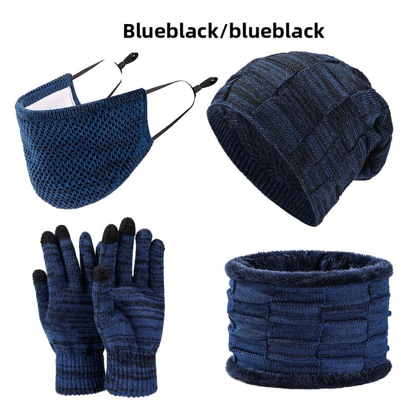 Set di quattro pezzi di cappello, sciarpa, maschera, guanti, caldo e spesso, per uomo e donna, invernale_voghion.com