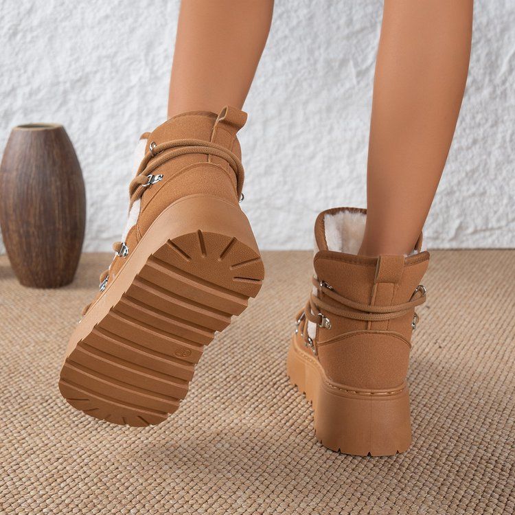 Scarpe da donna di grandi dimensioni, stivali da neve da donna, 2025, nuove scarpe invernali con suola spessa, calde e comode, in velluto spesso e cotone caldo._voghion.com