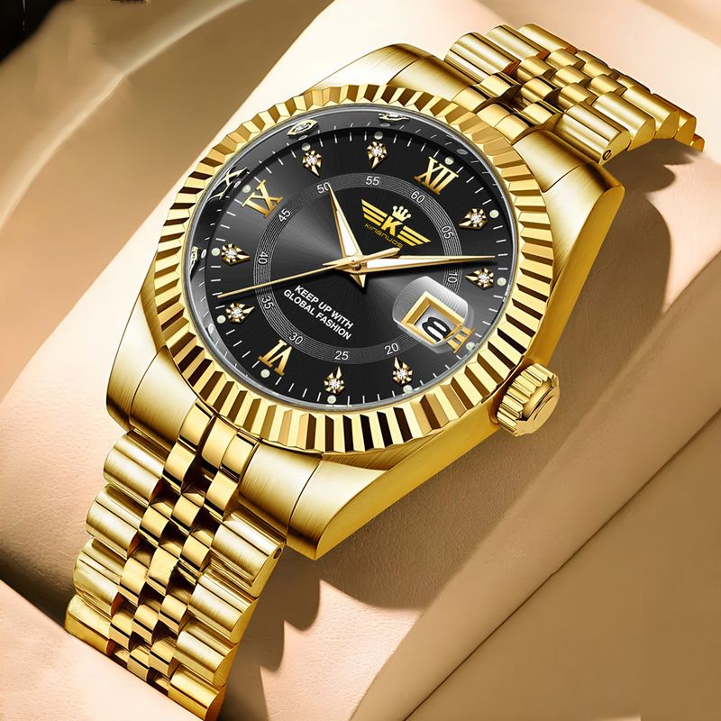 Orologio da uomo elegante in acciaio inossidabile con calendario e lancette luminose - Orologio casual elegante da indossare tutti i giorni Orologio da uomo elegante e versatile, casual_voghion.com