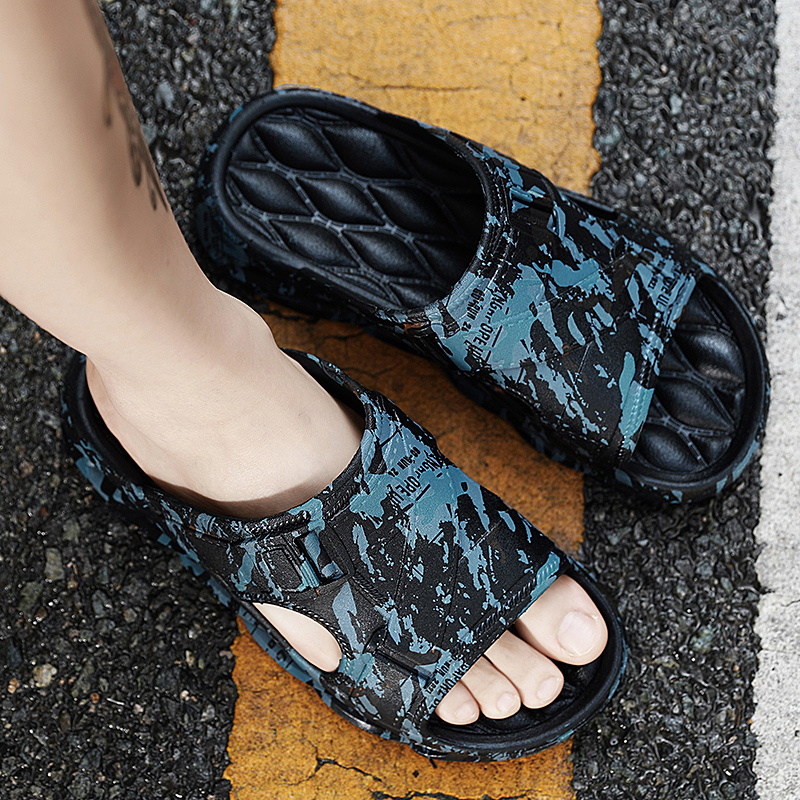 Men Slipper for Indoor Outdoor Sandals Open Toe Pillow Beach Slippers for Summer External Wear_voghion.com